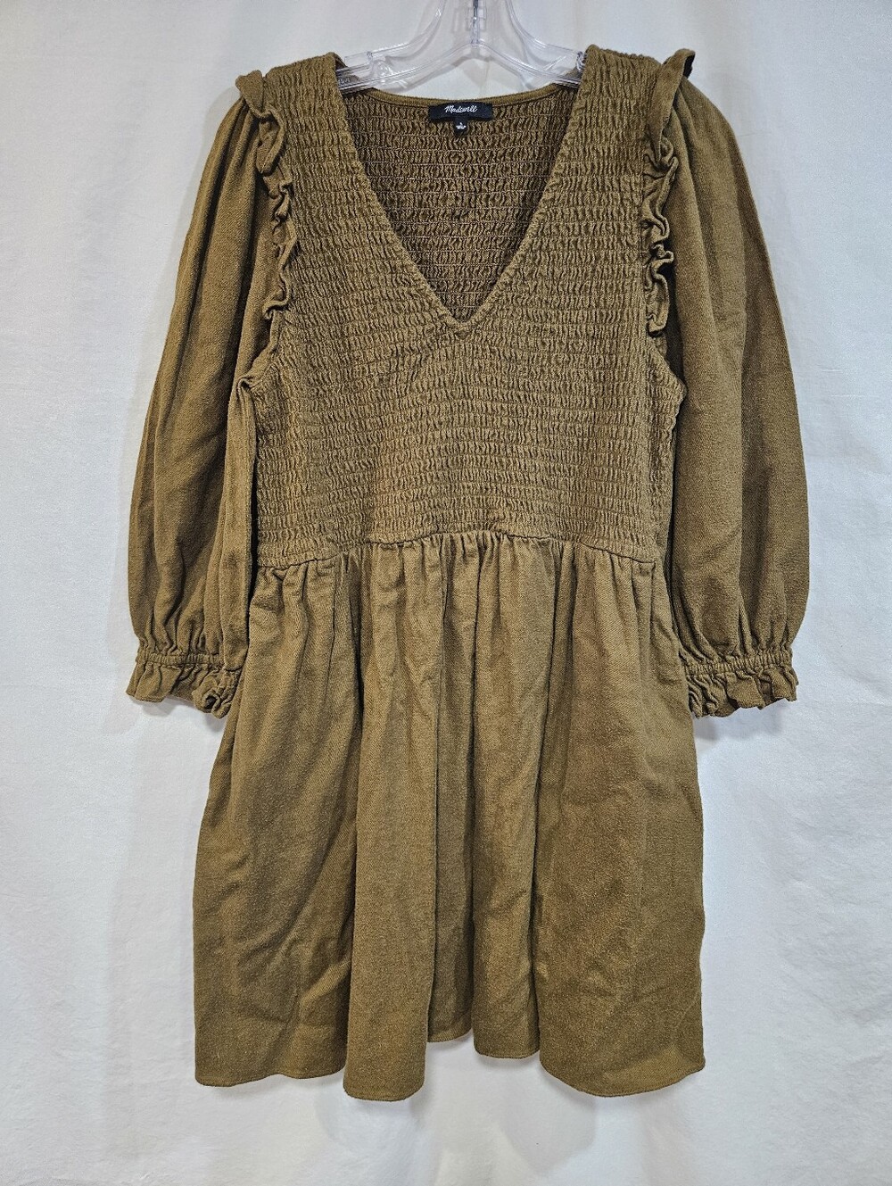 Madewell Olive Green Cotton Top with Tag Detail